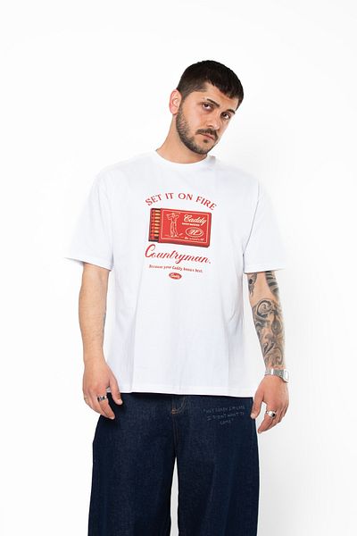 Sekizbiraltı Λευκό μπλουζάκι Unisex με στάμπα σε Fire