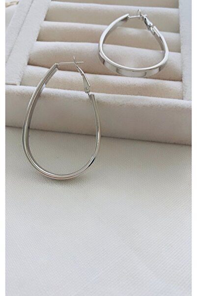 VNS Accessories Damla Model Rodyum Kaplama Küpe (5 CM)
