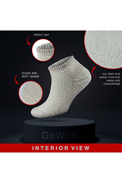 Go With Alpaka Yünlü Tam Havlulu Kalın Termal Outdoor Yürüyüş Kısa Patik Bilek Boy Çorap 6007