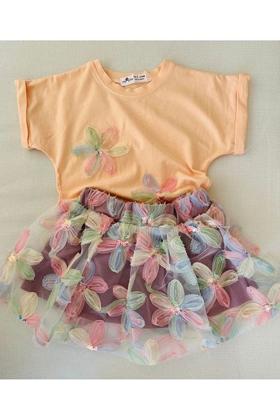 SANTRALBEBE Girl's Lily Flower Skirt Tulle Suit