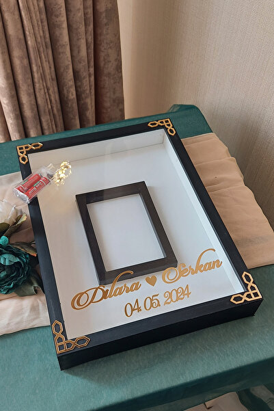 Verda Çerçeve 30x40 Cm Gold-beyaz Ledli Fotoğraf Bölümlü Tasarım Gül Kutusu A...