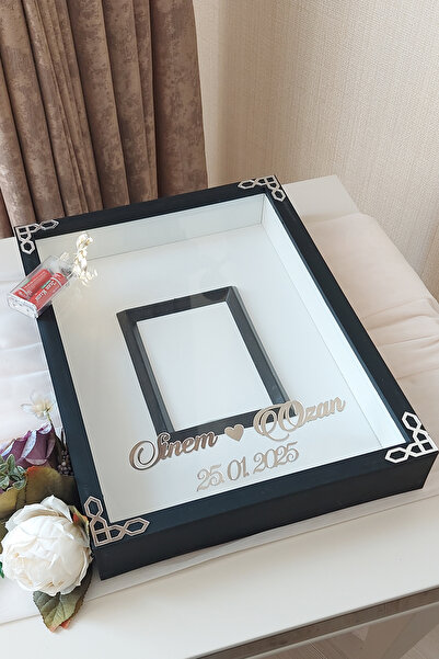 Verda Çerçeve إطار ذاكرة بتصميم صندوق وردي مقاس 30 × 40 سم مع قسم صور LED بال...