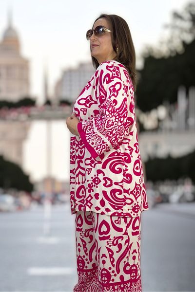 yagmurberen JACHETĂ FLAMLI VISCOSĂ BUMBAC GULER ŞAL PANTALONI CU TALIE ELASTICĂ SET DUBLU MĂRIME MARE