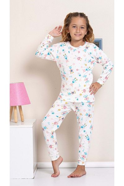 wakawakakidsstore Robot Printed Crew Neck Girl's Pajama Set |   Comfortable and Fun