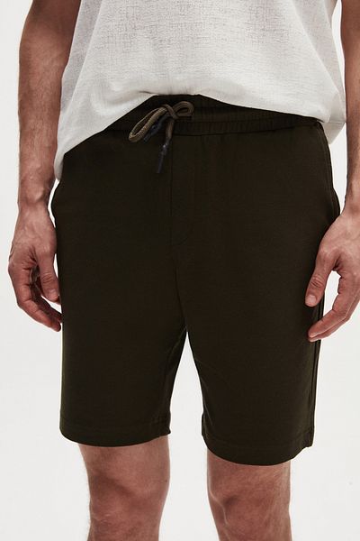 D'S Damat Γαμπρός Slim Fit Χακί Σορτς - Ελαστική μέση, Λεπτομέρεια κορδόνι, Άνετο βαμβακερό πλεκτό