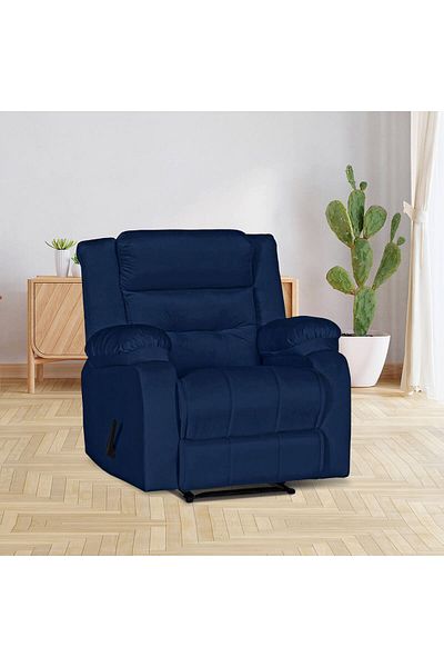 Lazy Vibes MNZ3 | Velvet Rocking & Rotating Recliner Chair - Dark Blue Lazy Vibes
