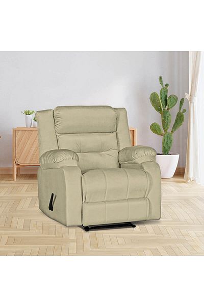 Lazy Vibes MNZ3 | Velvet Rocking & Rotating Recliner Chair - Dark Ivory Lazy Vibes
