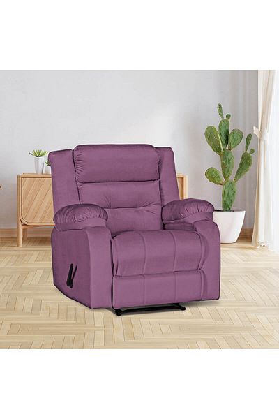 Lazy Vibes MNZ3 | Velvet Rocking & Rotating Recliner Chair - Light Purple Lazy Vibes