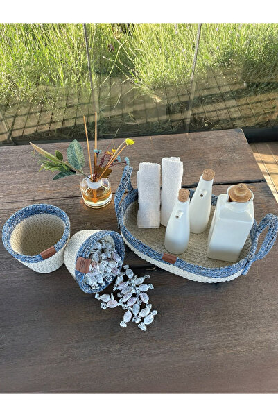 homeınn Набір з 3 регульованих кошиків, що не залишають плям, синьо-білий