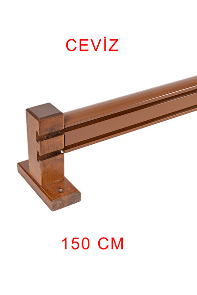 di'mora by ağbaht züc. Roma Ahşap Başlıklı 2 Kanallı Alüminyum Dekoratif Ray Korniş Modern Rustik Ceviz- 150 cm