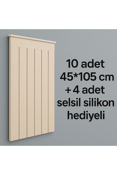 petels Dekoratif Duvar Paneli ( 45x 105 Cm) Boyanabilir Ahşap Ham Mdf 10 Adet + 4 Silikon Hediyeli
