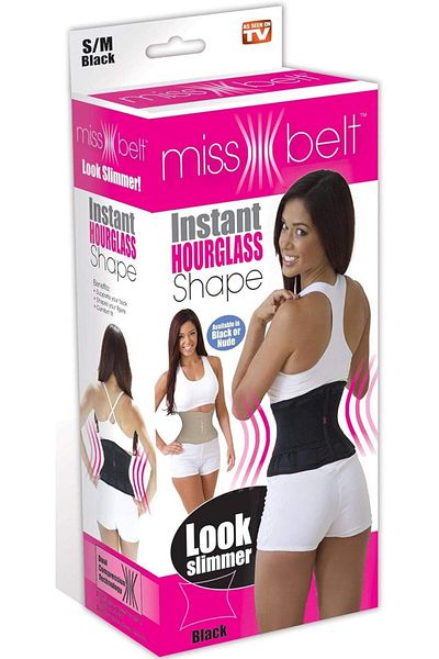 Miss Belt Instant Hourglass Waist Shaper Trimmer Black - S/M
