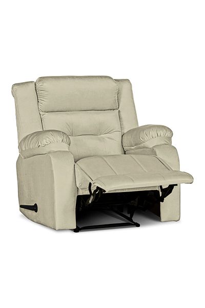 Lazy Vibes MNZ3 | Velvet Rocking Recliner Chair - Light Beige