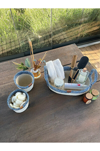 homeınn Набір з 3 регульованих кошиків, що не залишають плям, синьо-білий