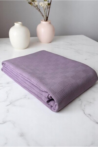 VESSİNOHOME Pique Single - 100% Cotton, Small Checkerboard Patterned Bedspread, Hotel Type, Luxury