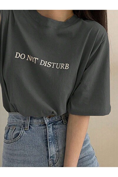 OVER HEAD Ženska značka "Ne uznemiravaj" Štampano Oversize kroj T-shirt