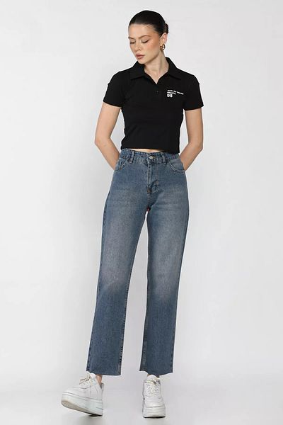 GÜLSELİ Blugi Mom Jean cu picior decupat pentru femei albastru