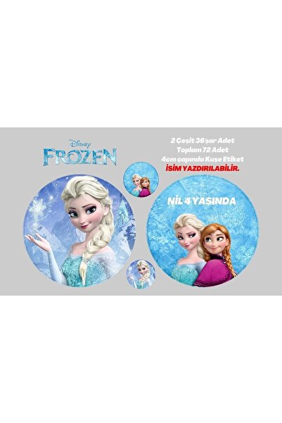 Ceres Studio Elsa Etiket 2 Çeşit Toplam 96 Adet 4cm - Kişiselleştirilebilir -...