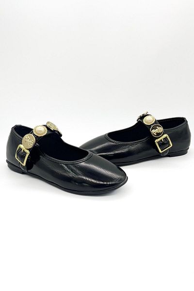 Babetty Women's Stylish Elegant Daily Ballerina Shoes with Pearl and Seal Accessories
