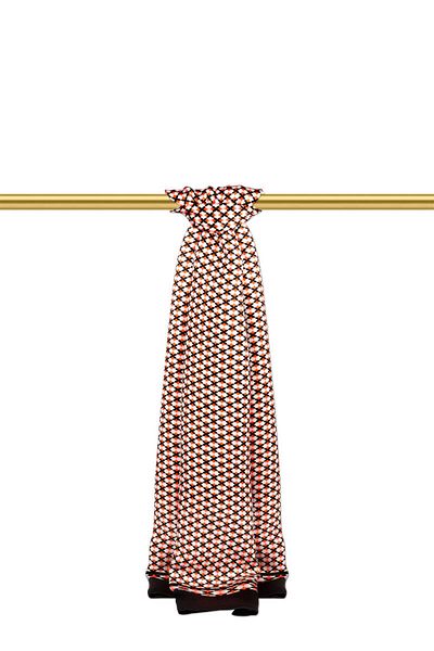 Bursa İpek Orange Patterned Men's Silk Kaşkol