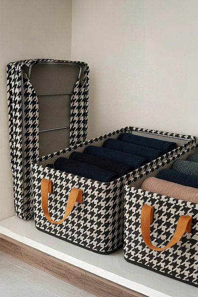 SER&YAT Organizator de dulap din oțel 2 bucăți 45x25x20 Organizator de rafturi Organizator de îmbrăcăminte pliabil pentru depozitare