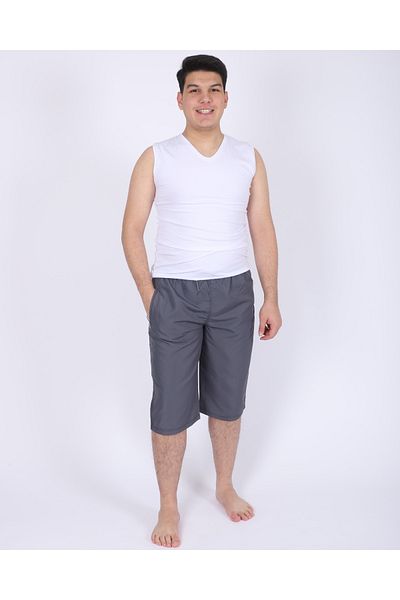 Lio20 Men's Pool Sea Knee Length Long Capri Shorts Swimwear-Smoked-Xs-6Xl