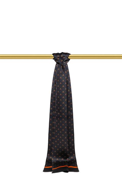 Bursa İpek Orange Patterned Men's Silk Kaşkol