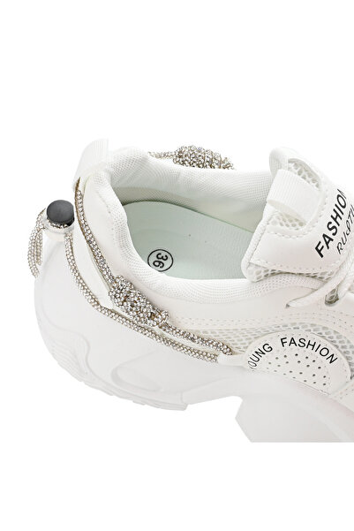 Tmall Pantofi sport pentru femei, cu inserții de plasă, D1323, albi