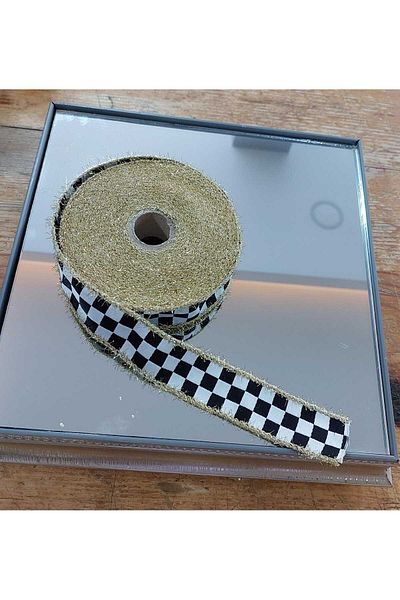 lolipophobi Glitter Checkered Ribbon (3 cm X 1 Mt), Ribbon, New Year, Checkered, Door Ornament