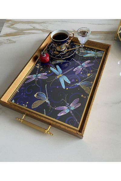 Mirsa Global Patterned Tea Tray, Luxury Tea Tray, Presentation Tray