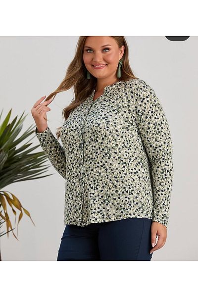 wearon tekstil قميص نسائي من قماش الفسكوز مقاس كبير للأم ممشط