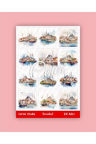 Ceres Studio İstanbul Temalı Sticker Set 2 Sayfa 24 Adet Etiket Planlayıcı Bu...