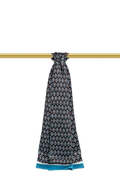 Bursa İpek Turquoise Patterned Men's Silk Kaşkol