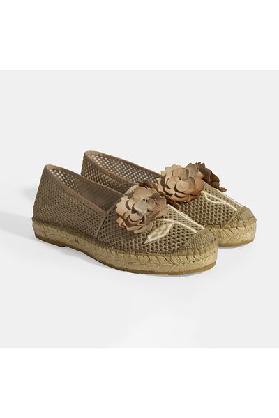 Desa Mink Women's Espadrille with Floral Accessories and Mesh Detail