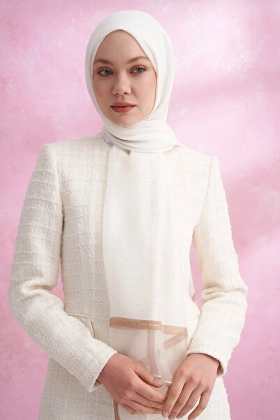 ARMANDA İPEKLİ PEONY ŞAL - KREM (İnce hafif)
