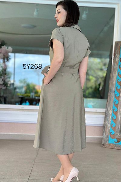 İnce Topuk Buttoned Pinco Fabric Dress 5Y268