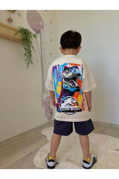 MİNİKO KİDS Boy's Jurassic Park Cotton Shorts Suit