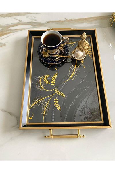 Mirsa Global Patterned Tea Tray, Luxury Tea Tray, Presentation Tray