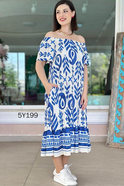 İnce Topuk Madonna Collar Viscose Dress 5Y199