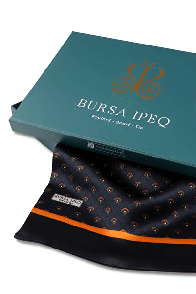 Bursa İpek Ανδρικό μεταξωτό κασκόλ με πορτοκαλί σχέδιο