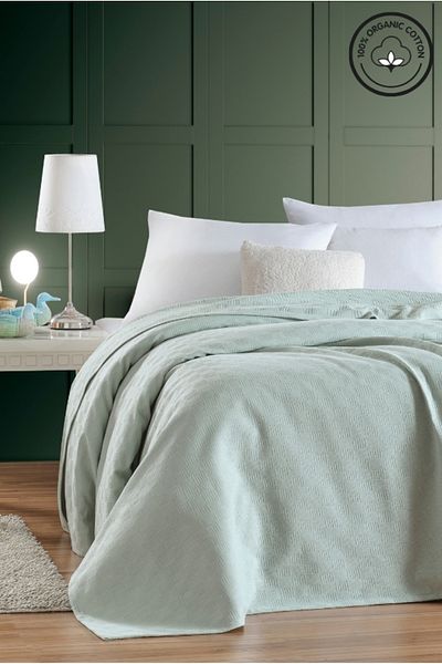 VESSİNOHOME Pike Single 100% Cotton Small Checkerboard Patterned Bedspread Hotel Type Luxury Pike White