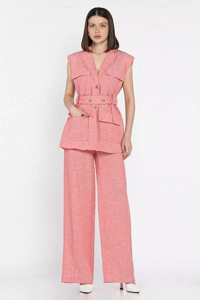 GÜLSELİ Koyusomon Women's Waist Belted Vest Trousers Set of Two