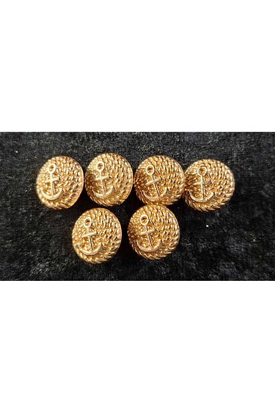 KULMAÇ AKSESUAR Gold Anchor Patterned Button (Series of 6)