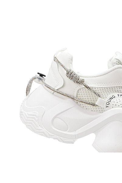 Tmall Pantofi sport pentru femei, cu inserții de plasă, D1323, albi