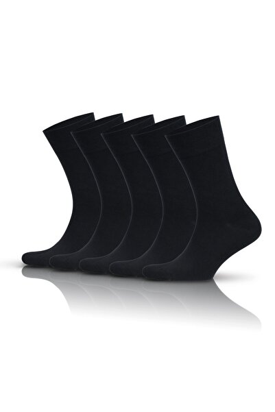 Go With 5'li Bambu Likralı Esnek Sıkmayan Kaliteli Kutulu Siyah Erkek Çorabı 3557