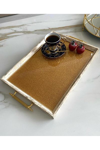 Mirsa Global Glitter Tea Tray, Luxury Tea Tray, Presentation Tray