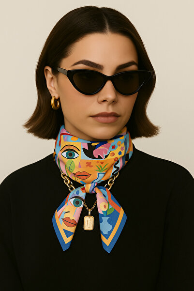 NOTHING Colorful Patterned Satin Scarf
