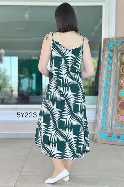 İnce Topuk Viscose Dress with Rope Straps 5Y223