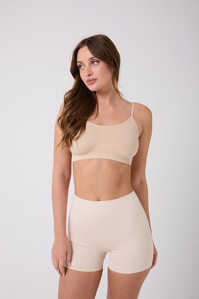 BLOOMFIT Laser Cut High Waist Shorts Corset Waist Area Stripe Silicone Gatherer