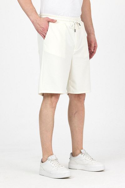 DAMGA JEANS Ανδρικό ελαστικό στη μέση Loose Leg Basic Cream φαρδύ σορτς